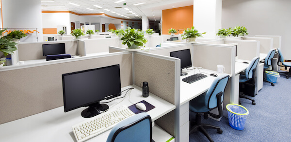 office workplace after commercial cleaning